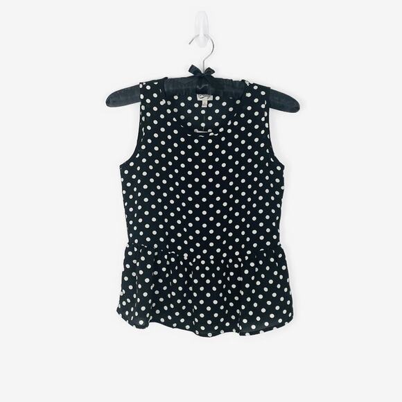 Como Vintage Polka Dot Top Size S Black White Peplum Retro Classic Summer - Picture 3 of 14